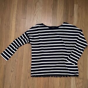 J. Crew Striped Navy and Cream Blouse